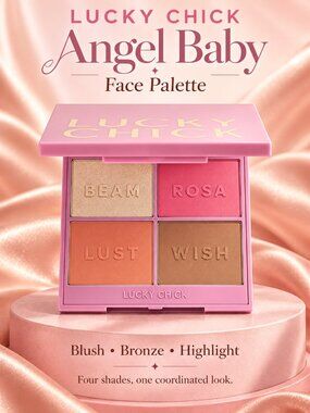 Lucky Chick Angel Baby Face Palette Blush Bronzer Highlighter 4 Shade Quad